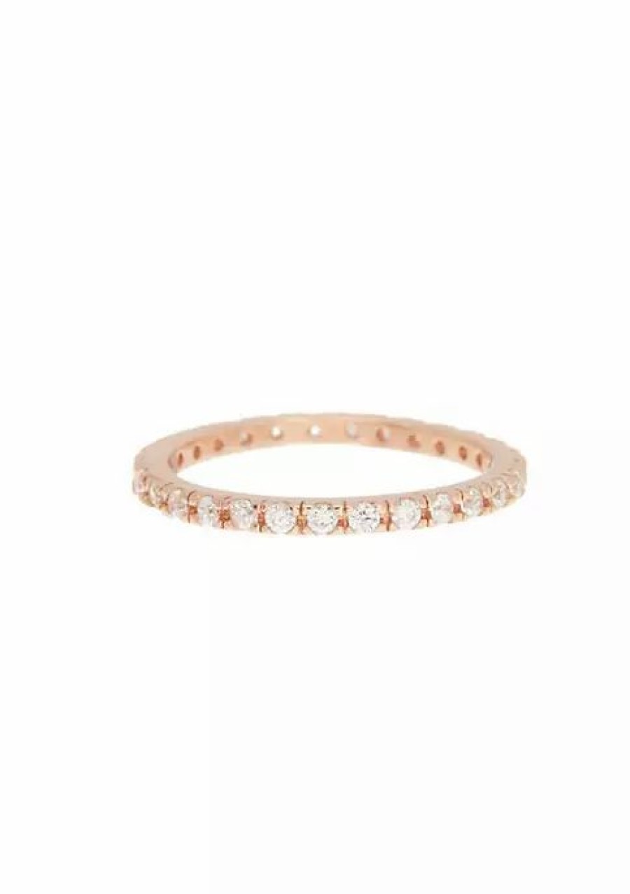 Jewelry * | Cheapest Adornia Crystal Eternity Band Ring 14K Rose Gold Vermeil .925 Sterling Silver Pink