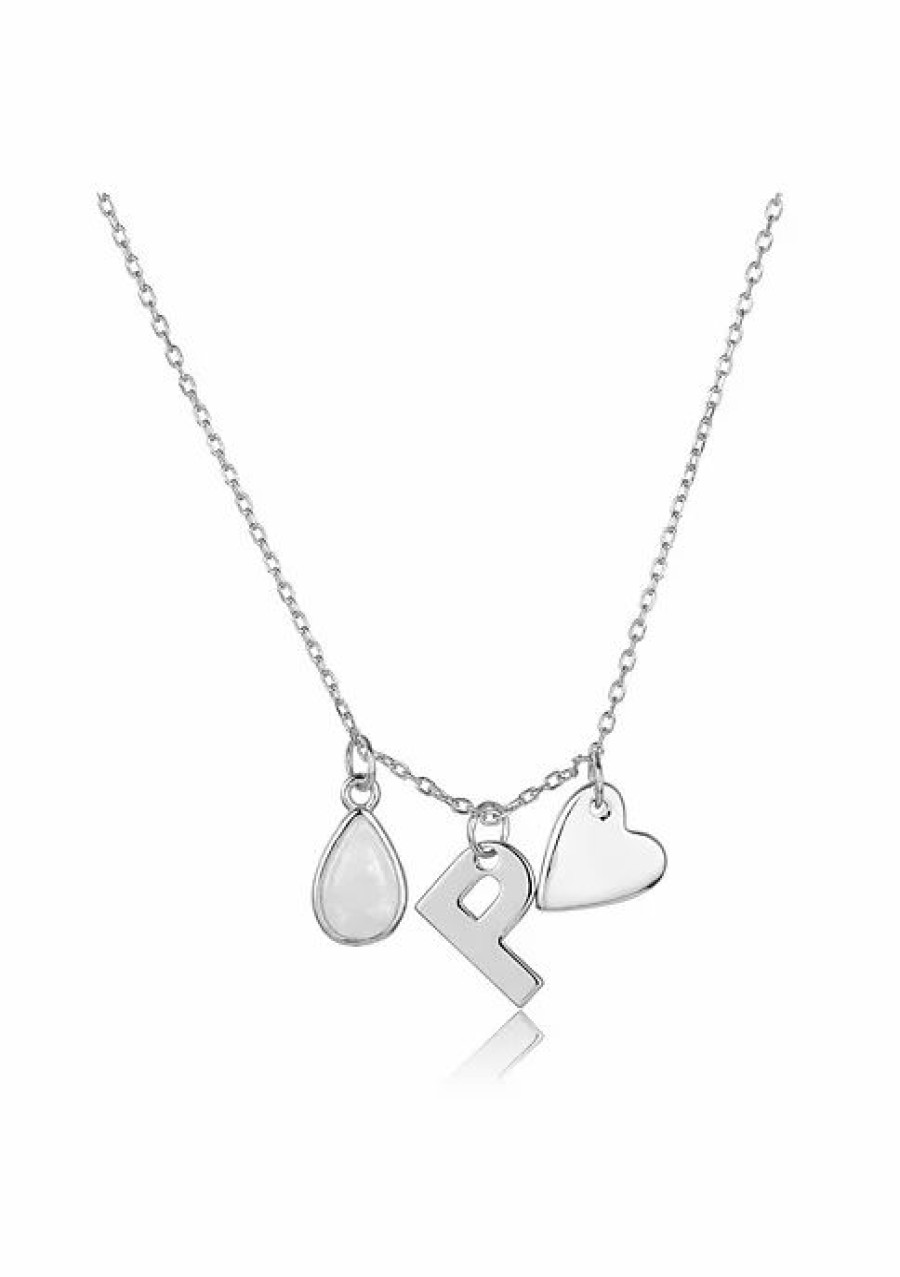 Jewelry * | Coupon Adornia Three Charm Necklace Moonstone .925 Sterling Silver White